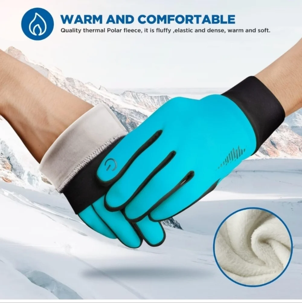 SIMARI Winter Gloves Liner Thermal Warm Touch Screen Blue (EUC)